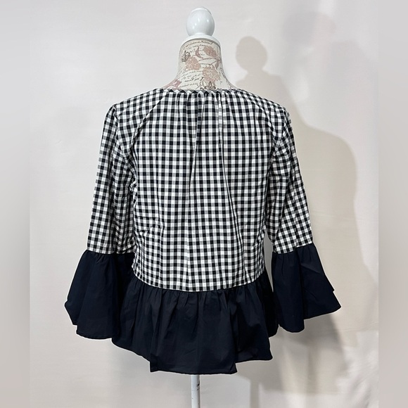 CUPIO Black and white checkered ruffle accent top size S. - Picture 6 of 12